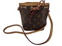 Dark Brown Leather Mini Bucket Bag
