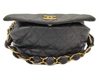 CC Black Quilted Leather Small Hobo Bag