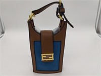 Blue Thread Brown Leather Cell Phone Bag