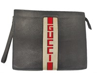 GG Black Pebble Leather Strapless Toiletry Pouch