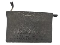 Black Pebble Leather Strapless Clutch Bag