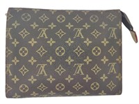 Dark Brown Leather w/ Suede Interior Pouch Bag