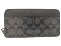 Coach Black & Gray Patterned Leather Long Wallet