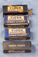 4 Vintage Tiger spark plugs, Gambles Stores in