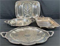 Antique / Vtg Silver Plate Serving Trays & More