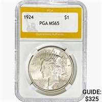 1924 Silver Peace Dollar PGA MS65