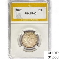 1892 Barber Quarter PGA PR65