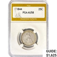 1844 Seated Liberty Quarter PGA AU58