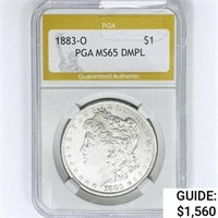 1883-O Morgan Silver Dollar PGA MS65 DMPL