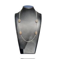 Custom Estate Two-Toned Gold Pebbled Oval Necklace