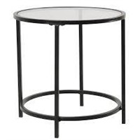 HomePop Round Metal Accent Table with Glass Top  B