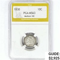 1830 Capped Bust Dime PGA MS63 Med 10C