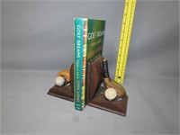 Pair of Golf Bookends w/ Book