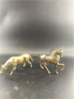 2 Bronze horse figurines 5" tall