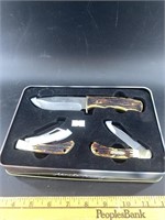 3 Piece Uncle Henry gift knife set, in original ti