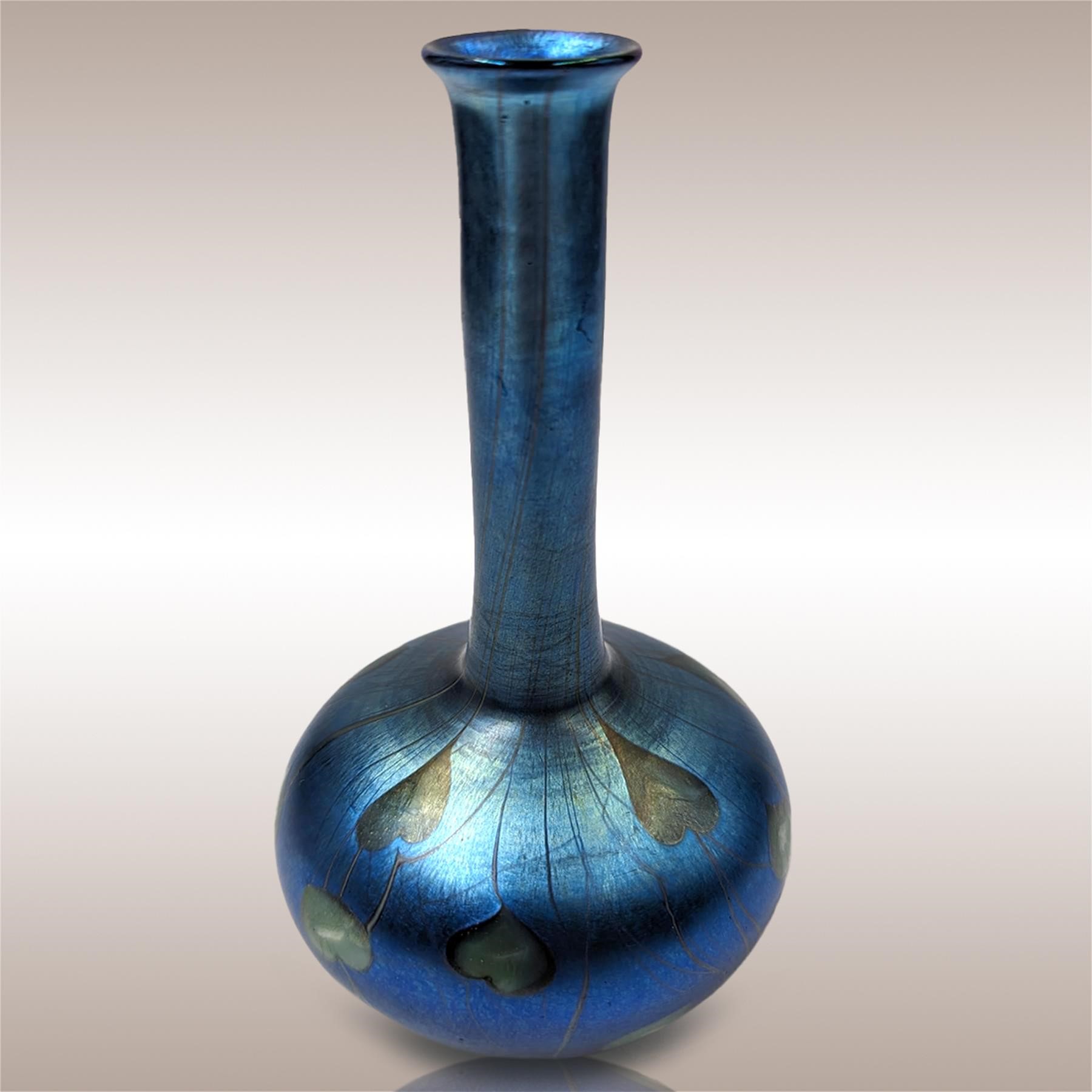 RARE L. C. Tiffany Favrile Heart Art Glass Bud Vas