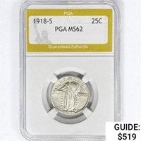 1918-S Standing Liberty Quarter PGA MS62