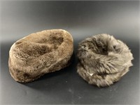 2 Fur hats: 1 is rabbit, 1 is faux fur