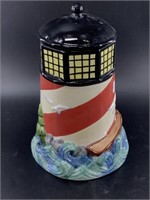 Light house lidded cookie jar