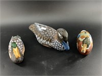 3 Assorted wood duck carvings longest is about 8 3