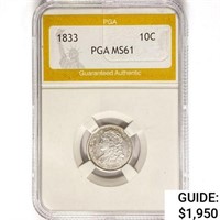 1833 Capped Bust Dime PGA MS61