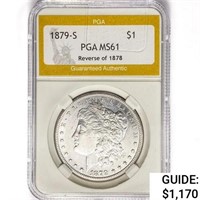 1879-S Morgan Silver Dollar PGA MS61 REV 78