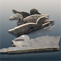 Pair Of Antique Trifold Duck Decoys