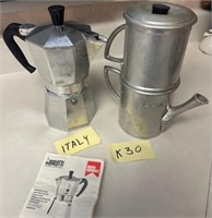 T - LOT OF 2 COFFEE POTS (ITALY (K30)