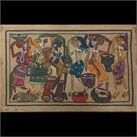 Indian Tribal Santhal Pat Painting In Organic Colo