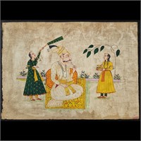 Indian Pahari Miniature Painting Of A Ruler / King