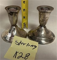 T - PAIR OF STERLING SILVER CANDLE HOLDERS (K28)