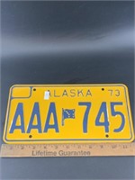 1973 Alaska License plate in mint condition