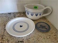 Rowe pottery, batter bowl, plate, coaster