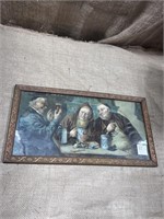 9"x17" Three Monks Drink Framed Picture