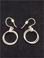 .925 Silver Dangling Hoops Pierced Earrings