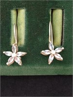 .925 Silver & Blue Stone Flower Drop Earrings