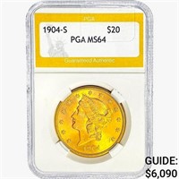 1904-S $20 Gold Double Eagle PGA MS64