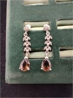 .925 Silver & Topaz Stone Drop Earrings TW: 3.6g