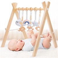 $40  KIZZYEA Wooden Baby Play Gym for 0-12 Months