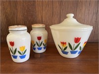 Vintage Fire King Shakers with Covered Dish