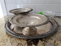 Silver lot, sterling weighted pedestal dishes,