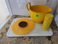 Cutting boards, batter bowl, measuring cup,
