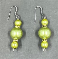 Vintage Green Pearl Style Earrings