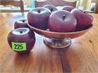 Copper bowl of wooden apples