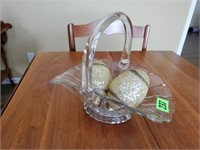 Crystal basket, decorative eggs
