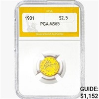 1901 $2.50 Gold Quarter Eagle PGA MS65