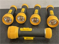 (Lot of 5) used magnetic flashlights LED battery