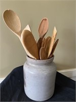 Stoneware Storage Canister with Utensils