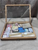 20"x14" Display Case Loaded w/ Old Cigarette Items