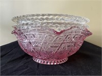 (3) Pattern Glass Center Bowls